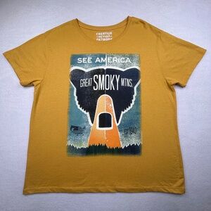 ‘See America Great Smoky Mountains’ Travel Retro Outdoors Hiking T-shirt XXL